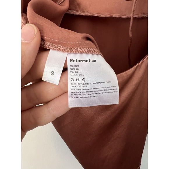 Reformation Women 100% Silk Camisole Sleeveless Copper Low Back Size S - Picture 4 of 4